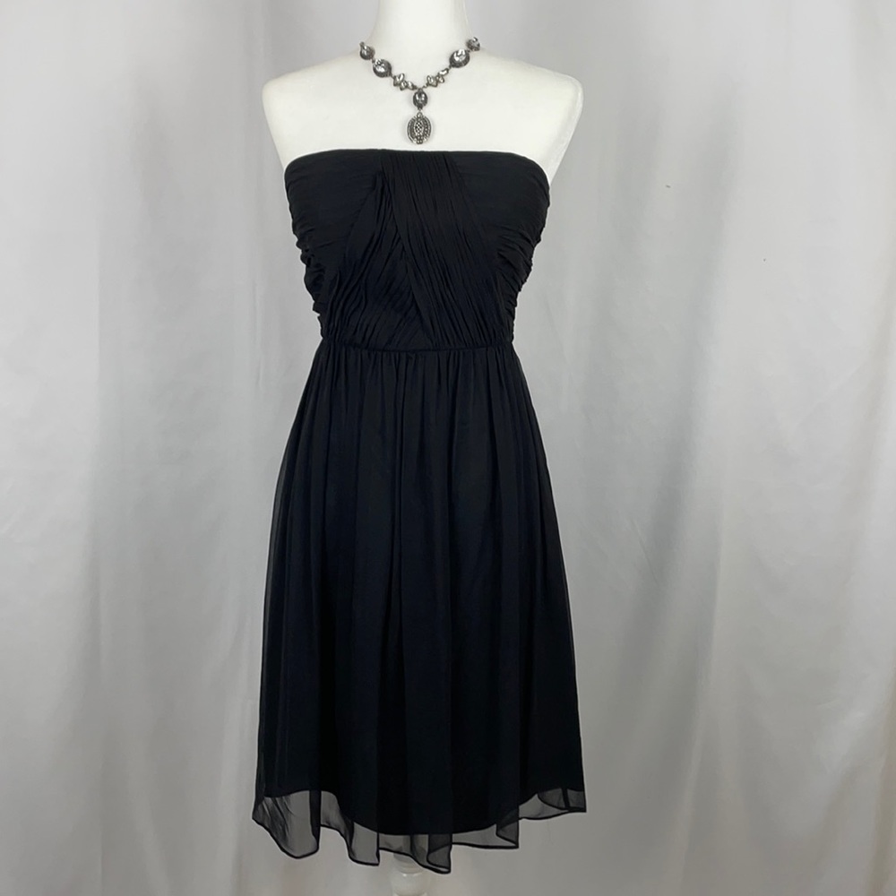 Donna Morgan Silk Strapless Black Cocktail Dress
